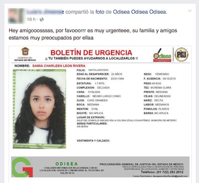 Amigos difundieron la imagen en busca de la jóvenes. Foto: Especial
