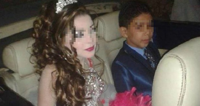 Omar de 12 años y su esposa Gharam de 11. Los menores son primos. Foto: Masrawy.