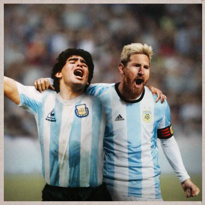 Diego Armando Maradona y Leo Messi. Foto: Emilio Santolini