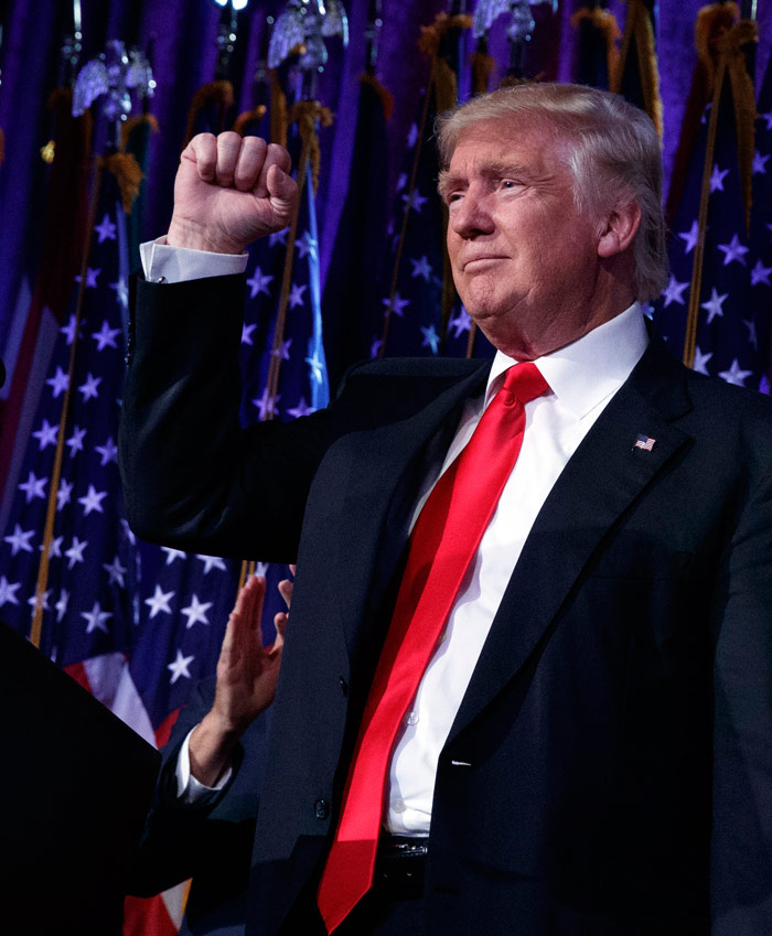 Donald Trump, anoche, al ganar la elección. Foto: AP