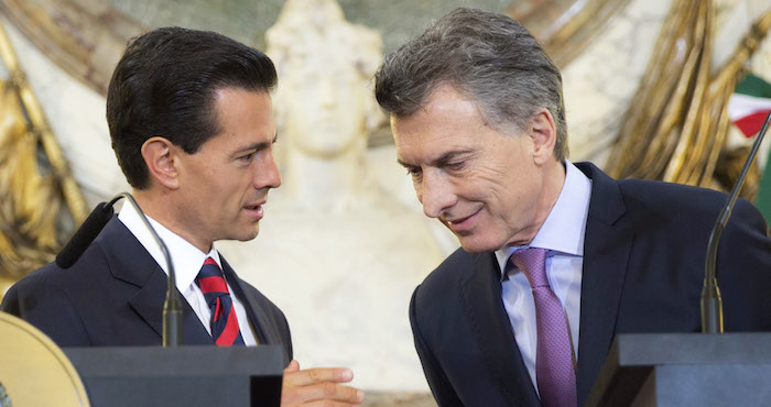 Los presidentes Enrique Peña Nieto, de México, y Mauricio Macri, de Argentina. Foto: Cuartoscuro