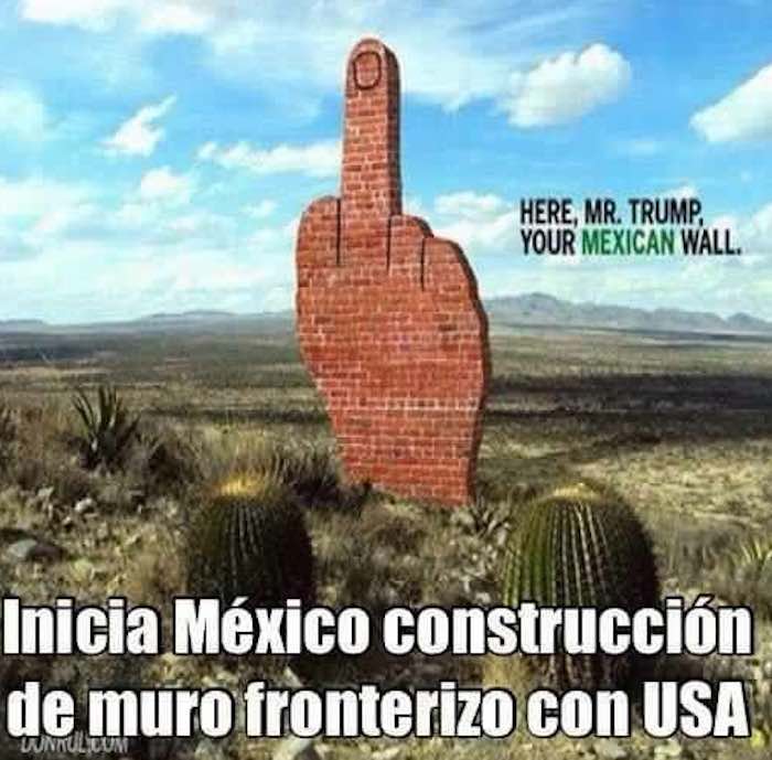México solidario construye el muro de Trump. Foto: Twitter.