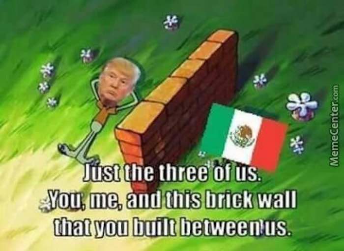 Ni en caricatura Trump termina el muro. Foto: Facebook.