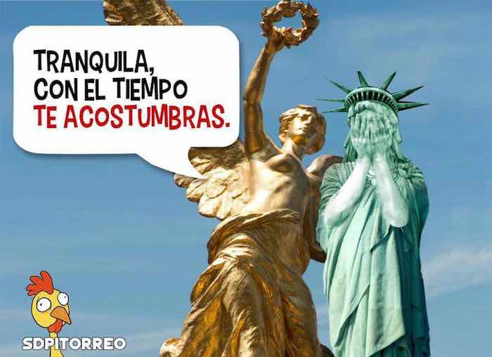 Nuestro Ángel consola a la Estatua de la Libertad. Foto: Twitter.