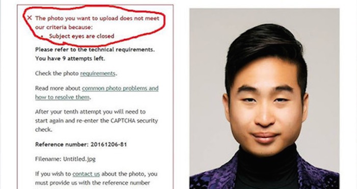 Richard Lee, el neozelandés de origen asiático que vio como el programa informático se negaba a aceptar su foto, pues interpretaba que tenía los ojos cerrados. Foto: Especial