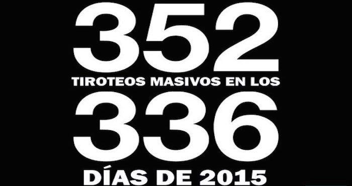 Con el de esta tarde en San Bernardino, California, se elevó a 352 el número de tiroteos masivos en Estados Unidos en lo que va del año. Poco más de uno por día, mientras que políticos de derecha insisten en que no es necesario regular la venta de armas. Imagen: The Huffington Post