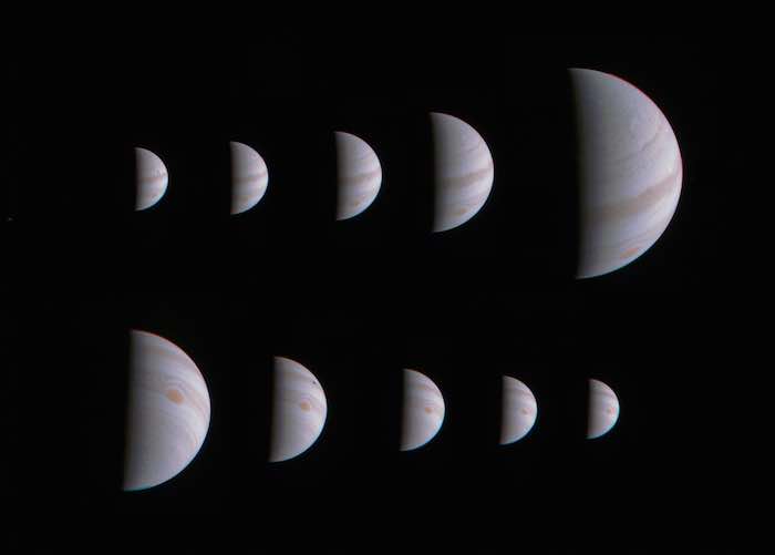 Llegada y salida de Júpiter. Foto: sonda Juno NASA