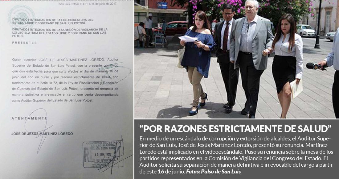 El Auditor presenta su renuncia al Congreso de SLP, en medio del escándalo de los videomoches
