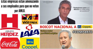 Usuarios de redes sociales han creado un movimiento para invitar a no consumir productos que provengan de empresas cuyos directivos convoquen a sus empleados a votar por candidatos que no afecten sus intereses. Fotos: Twitter