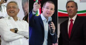 López Obrador encabeza las preferencias, el segundo puesto es para Anaya y en el tercero está Meade. Fotos: Cuartoscuro  