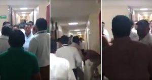 El líder sindical fue grabado mientras agredía al médico. Foto: Especial. 