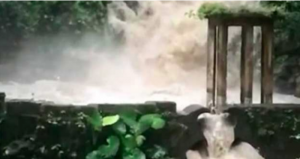 En la zona de nado que se encuentra en las primeras partes de Las Pozas se puede ver el cauce que lleva, rebasando las líneas de riesgo que se encuentran en el lugar. Foto: Pulso