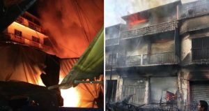 Hasta esta mañana continuaban los trabajos para retirar los escombros y apagar unas partes que todavía presentaban llamas. Foto: Especial.