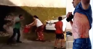 La mujer reaccionó de esta forma después de que su pareja la agrediera a ella y  presuntamente abusara de uno de sus hijos. Foto: Captura de pantalla, especial.