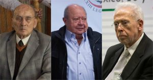 Luis Echeverría, ex Presidente de México; Carlos Romero Deschamps, dirigente petrolero, y Basilio González Núñez, presidente de la Conasami. Fotos: Cuartoscuro