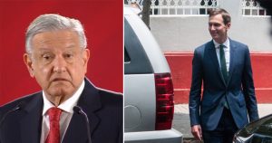 López Obrador, esta mañana, y Kushner, durante su penúltima visita a México. Imagen tomada de transmisión en vivo, y foto de Cuartoscuro