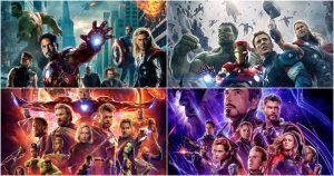 Pósters de las cuatro entregas de Los Vengadores. Foto: Especial