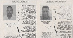 Dos de los trece indígenas presos en penales de Chiapas que acusan tortura. Imágenes: Chiapas Paralelo