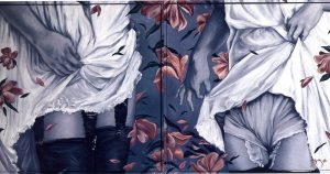 Foto: D.R. ©Gabriela de la Vega, El desdoblamiento i y ii, Óleo/ tela, 80 x 80 cm, en Flores, Artes de México, 1999. 