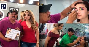 La maquillista Deysbel Olachea destacó en redes sociales a su alumno Raúl Santiago, un hombre de 60 años que se decidió a aprender técnicas de embellecimiento, dispuesto a enfrentar la crítica. Foto: Proyecto Puente