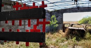 Memorial que recuerda los 72 migrantes asesinados en San Fernando. Foto: Duilio Rodríguez, Pie de Página