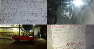 Las narcomantas de los grandes cárteles han sido con frecuencia dejadas junto a sangrientos escenarios, sobre todo al lado de cuerpos desmembrados, estas recientes amenazas carecen en general de fundamento. Fotos: Especial / Zeta / Cuartoscuro