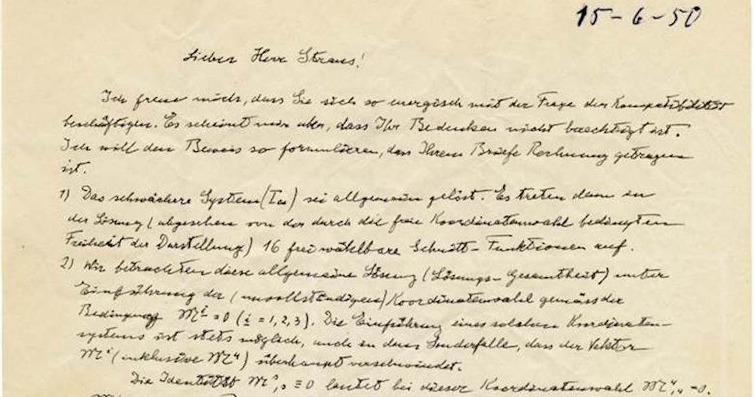 Una carta escrita por Albert Einstein con "la teoría del todo" será