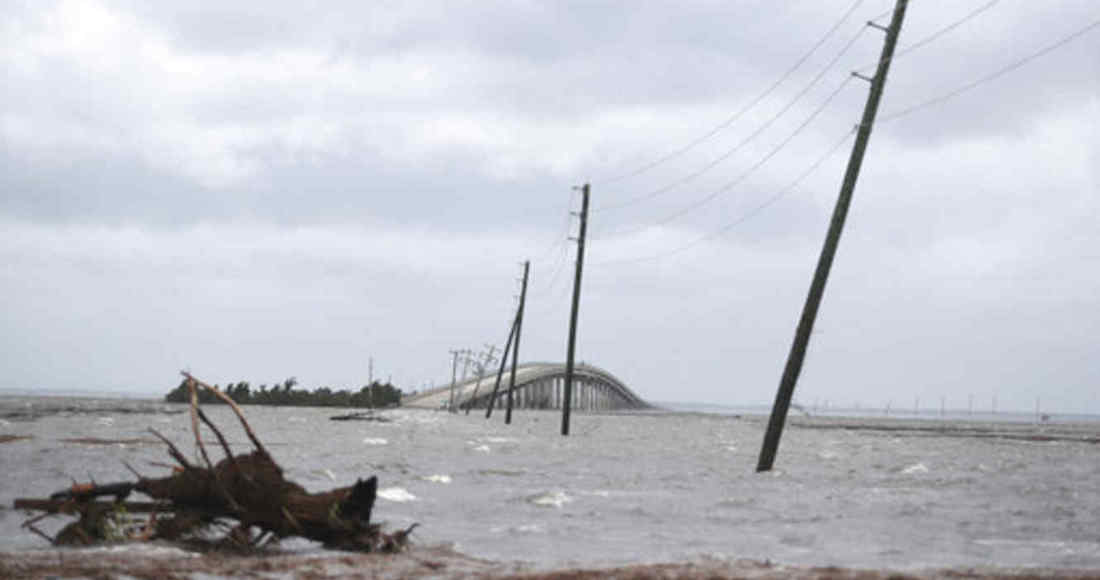 La inundación provocada el pasado 6 de septiembre por el huracán Dorian en Isla Cedar, Carolina del Norte. Foto: AP.