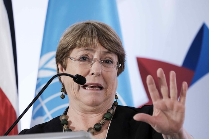 En la imagen, la alta comisionada de las Naciones Unidas para los Derechos Humanos, Michelle Bachelet.