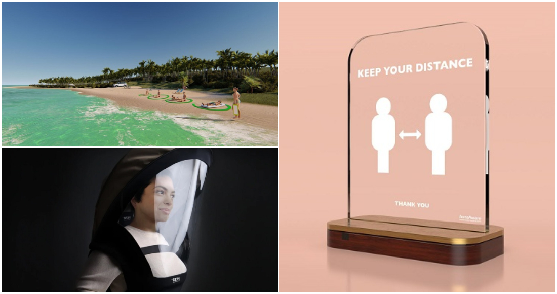 Para favorecer el distanciamiento social han surgido toda clase de inventos. Fotos: Óscar Pavón/vyzrtech.com/ Facebook AuraAware
