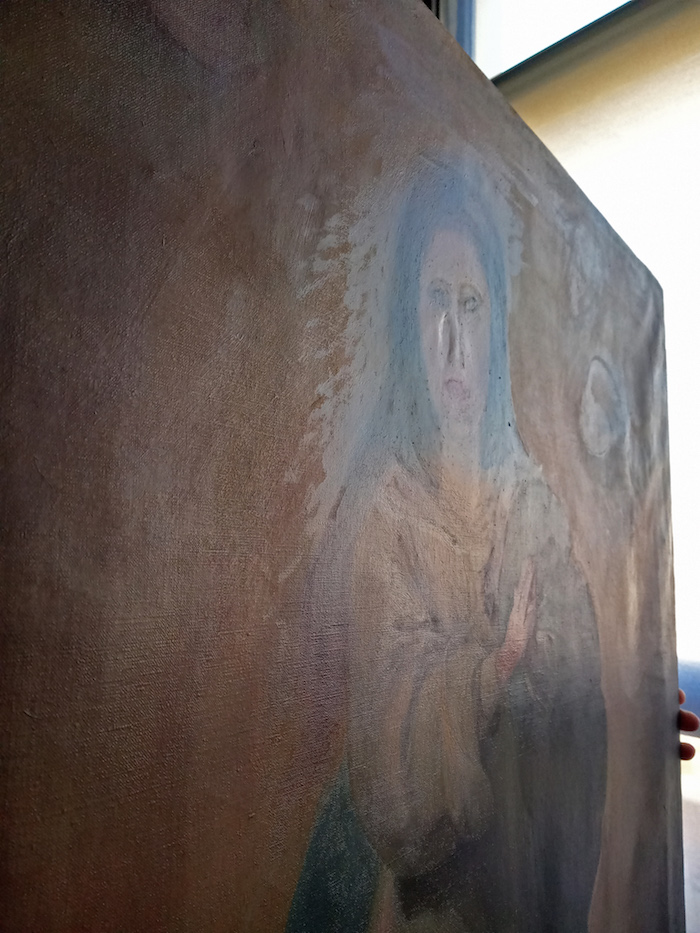 Imagen actual de la copia de una de las famosas Inmaculadas de Murillo de un coleccionista valenciano tras dos intervenciones por parte de un restaurador de muebles.