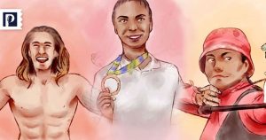 Alejandra, Kevin y Jennifer, atletas sonorenses. Ilustración: Martha Rodríguez