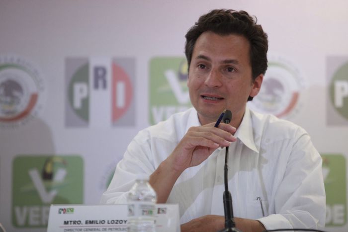 En 2014, Emilio Lozoya en una rueda de prensa en el marco de la Plenaria de Legisladores del PRI-PVEM. 
