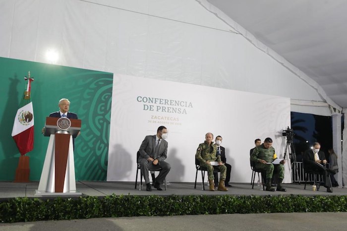 El Presidente de México, Andrés Manuel López Obrador, durante su conferencia desde Zacatecas. 