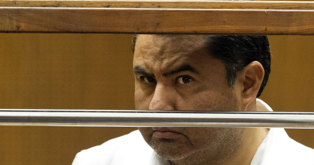 En esta foto de archivo del 5 de junio de 2015, Naasón Joaquín García, líder de la iglesia fundamentalista La Luz del Mundo con sede en Guadalajara, México, comparece en un tribunal de Los Ángeles donde se lo juzga por violación de menores y tráfico de personas. Foto: Damian Dovarganes, Archivo, AP