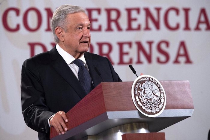 El Presidente Andrés Manuel López Obrador durante su conferencia de prensa matutina de este lunes. 