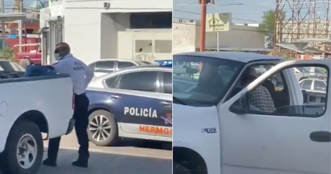 La extorsión fue captada por una ciudadana de Sonora. Imagen: Especial.
