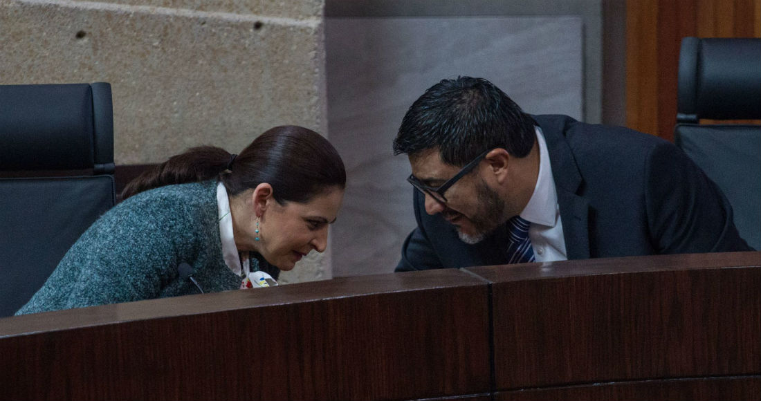 Los magistrados Mónica Aralí Soto Fregoso y Reyes Rodríguez Mondragón, durante una sesión del Tribunal Electoral del Poder Judicial de la Federación (TEPJF).