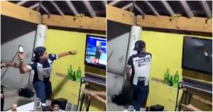 El joven no lo dudó y destruyó su smart tv. Foto: capturas de pantalla.