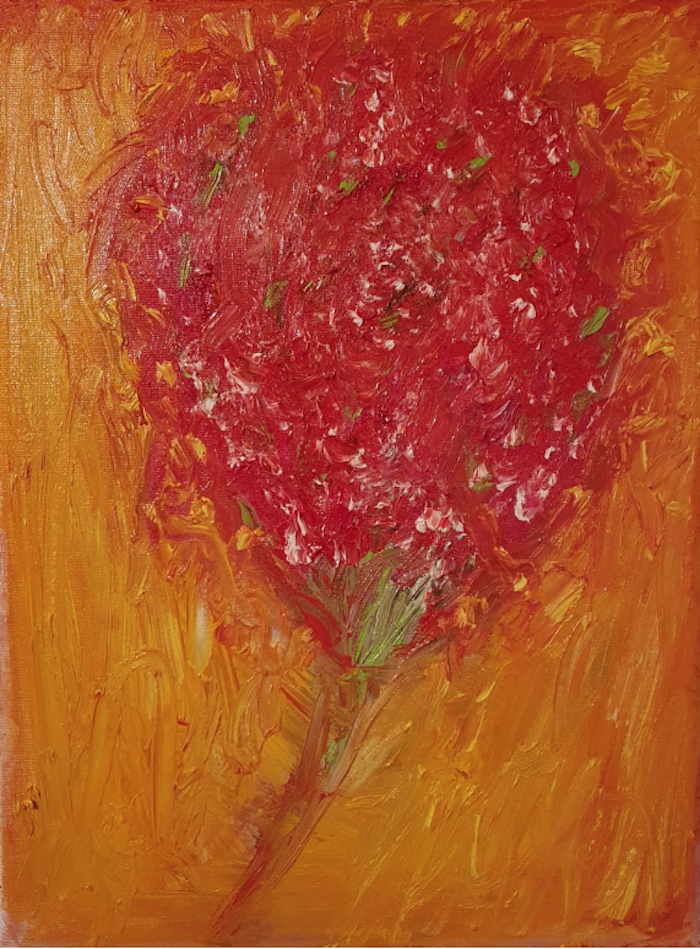 Toda flor tiene un rastro de corazón. Pintura Tomás Calvillo Unna