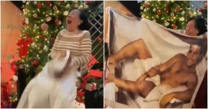 La mujer enloqueció al ver cuál era su regalo. Foto: Captura de pantalla.