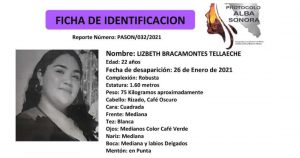 Lizbeth Bracamontes desapareció en Hermosillo el 26 de enero. Foto: Especial.