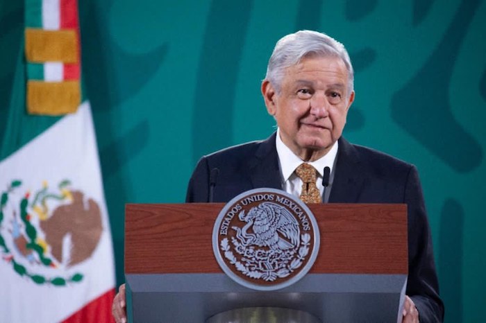 El Presidente Andrés Manuel López Obrador en su conferencia de prensa desde Palacio Nacional.
