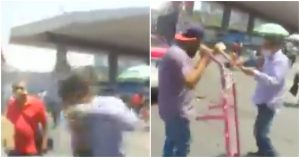 El reportero Francisco Mejía fue apedreado por taxistas y camioneros. Foto: Captura de video