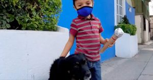 Santi hizo su reportaje portando cubrebocas y con un micrófono improvisado. Foto: Captura de video. 