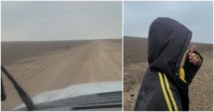 En la grabación se muestra cómo el niño caminaba solo y cuando vio el vehículo de la Patrulla, se acercó. Foto: Captura de video