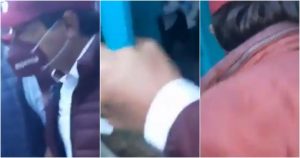 Internautas aseguraron que Mario Delgado trató de huir de reclamos escondiéndose en un baño. Foto: Especial.