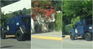En el video se muestran camionetas blindadas de los elementos de seguridad, que forman parte de la Policía tamaulipeca, en la avenida Tamaulipas de Ciudad Victoria. Foto: Captura de video.