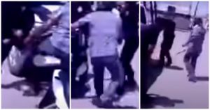 El policía fue desarmado y golpeado con su propio tolete. Fotos: Tomadas de video