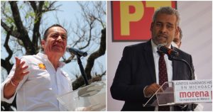 Carlos Herrera Tello y Alfredo Ramírez Bedolla, candidatos a la gubernatura de Michoacán. Foto: Daniel Augusto/ Juan José Estrada Serafín/ Cuartoscuro.
